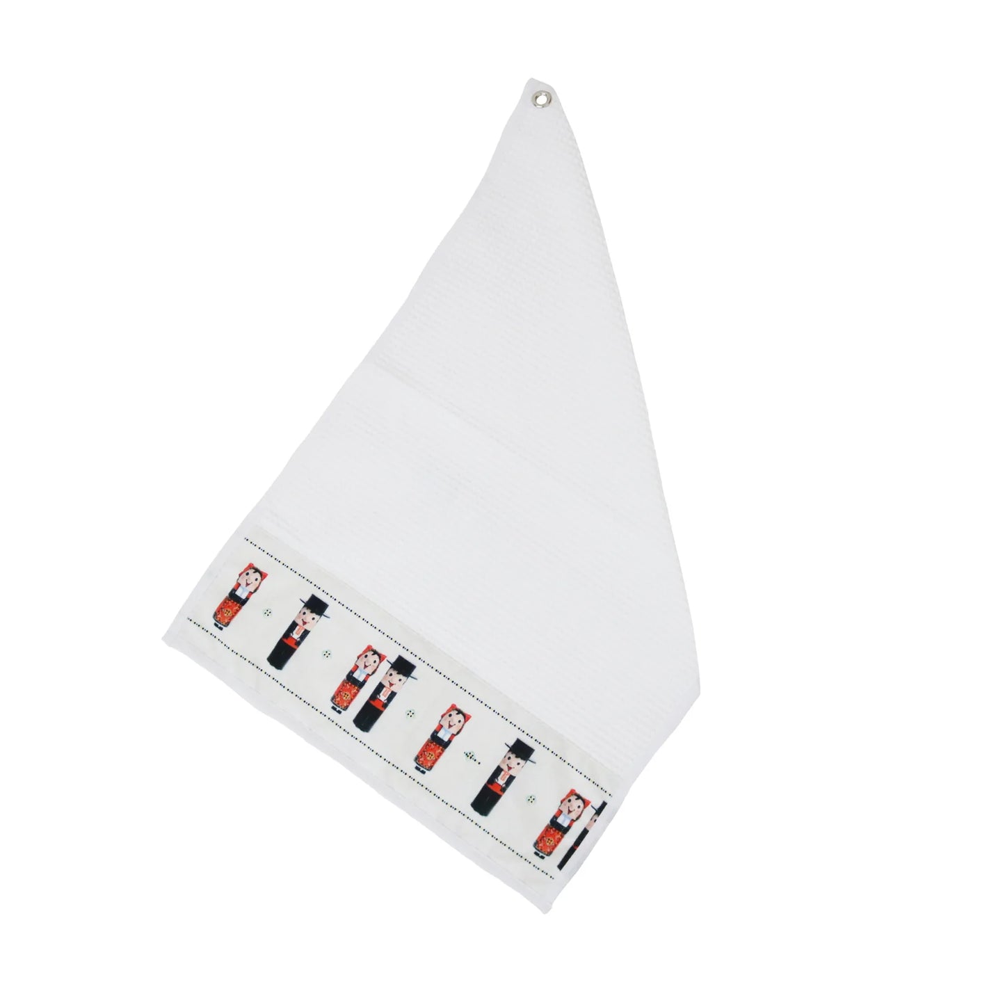 Honeycomb kitchen towel with Manel and Maria