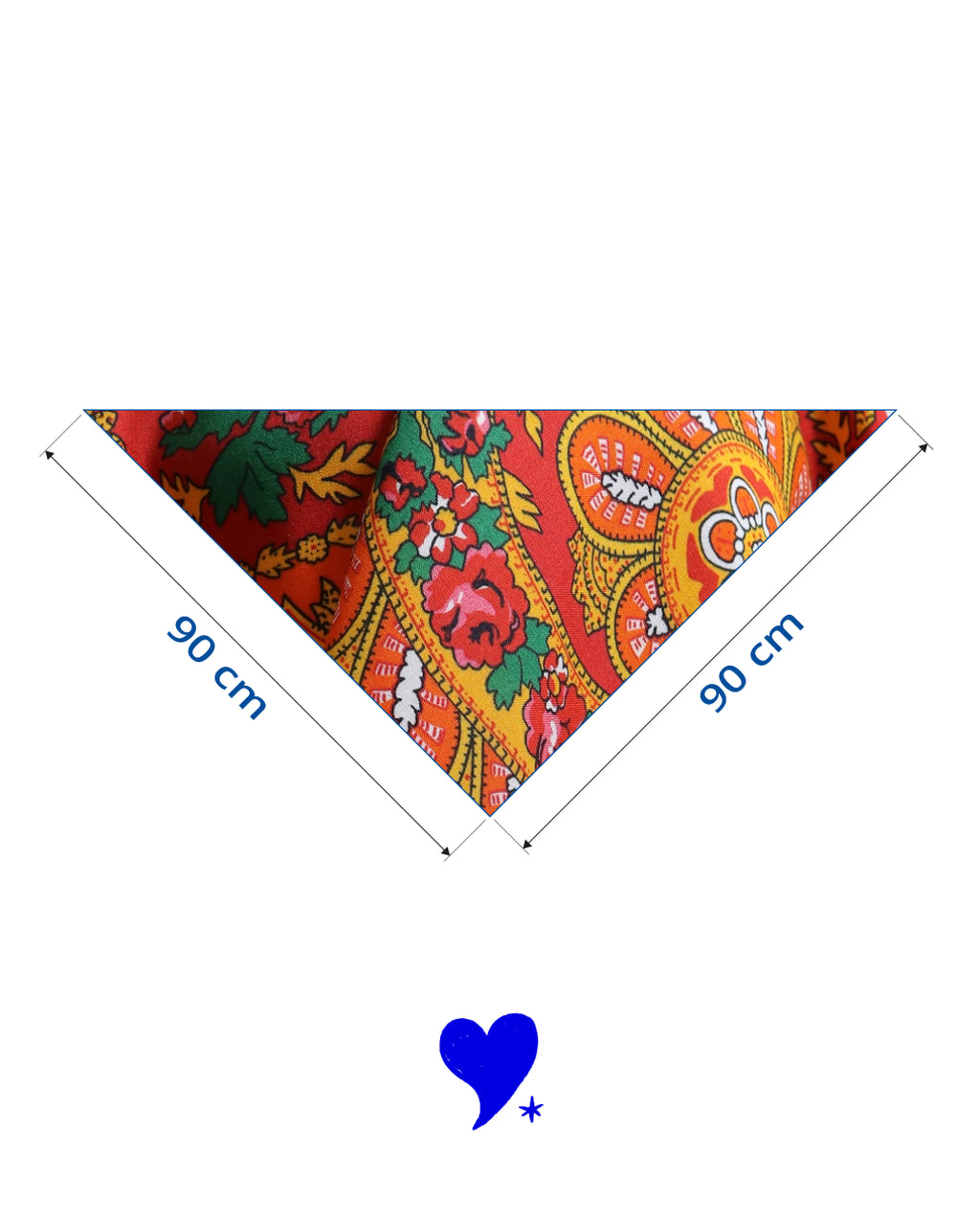 Lenço de Viana - Tipo Vianense - Meio Lenço Vianense sem Franja - Vermelho