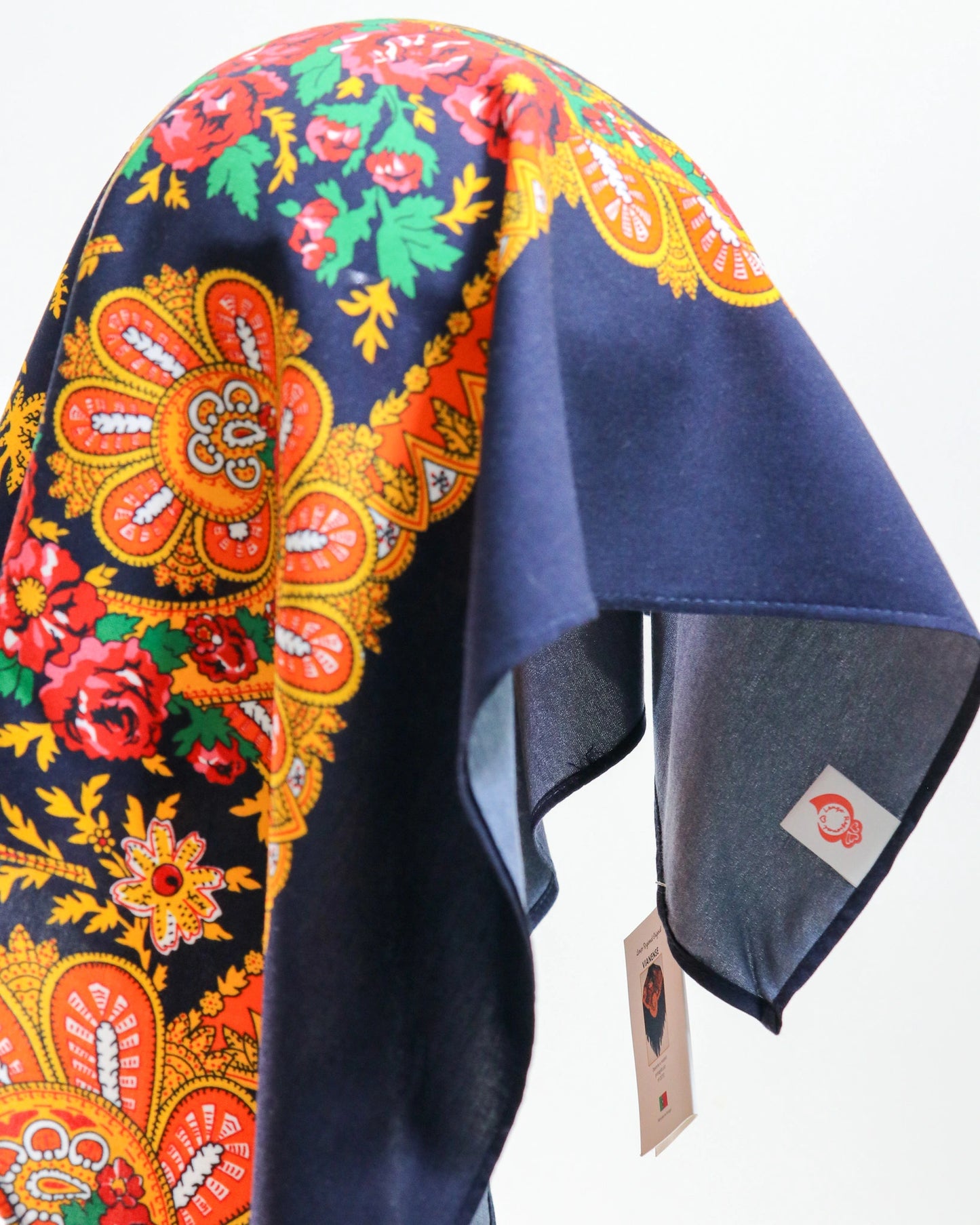 Lenço de Viana - Tipo Vianense - Meio Lenço Vianense sem Franja - Azul Marinho