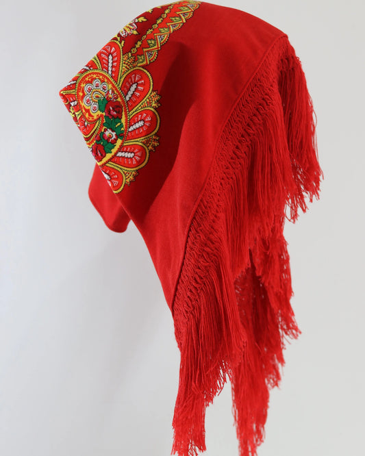 Viana Scarf - Minhoto Type - Full Scarf with Fringe - Red