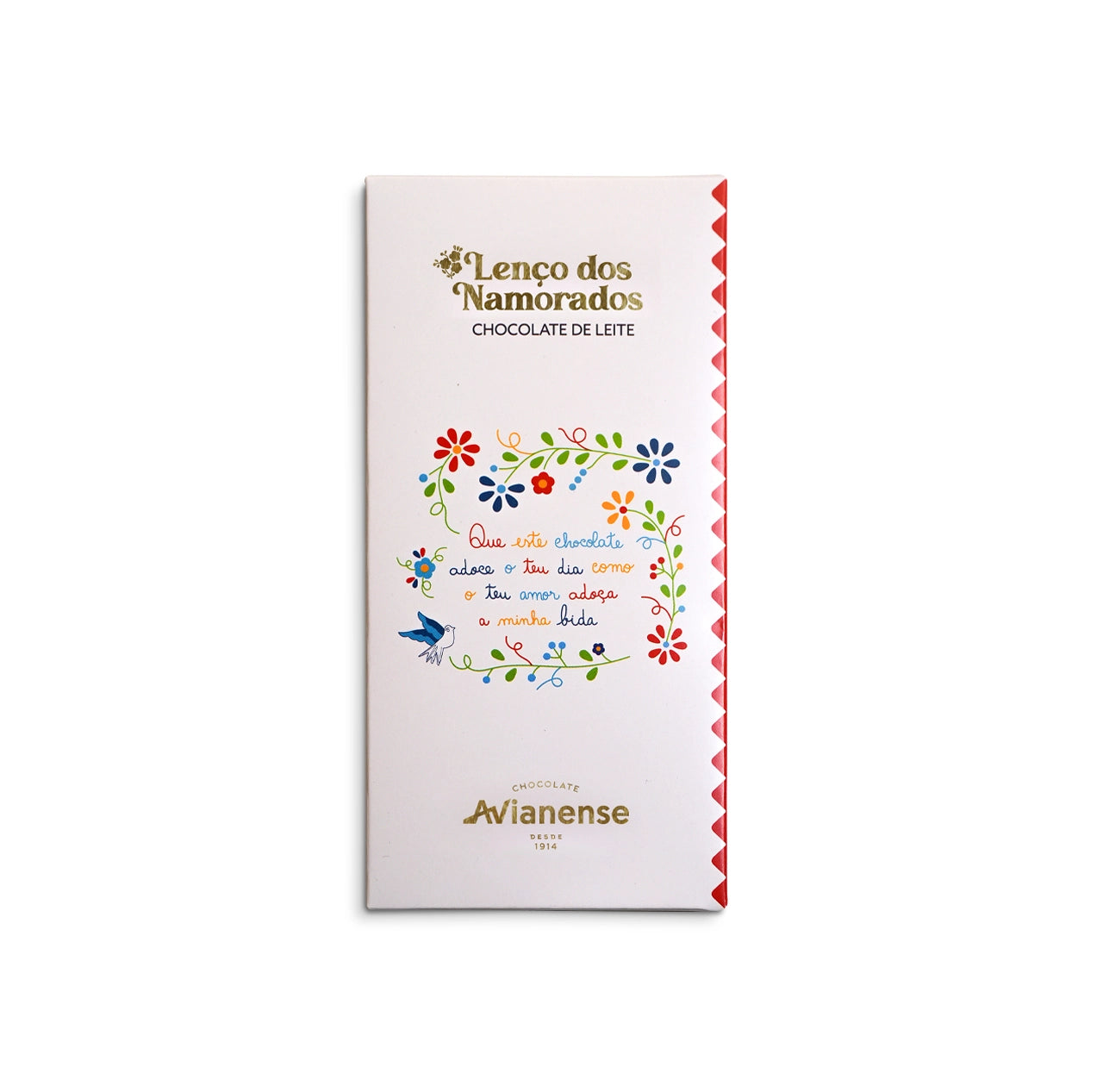 Lenço dos Namorados - Tablete Chocolate de Leite - Chocolate Avianense 100 g